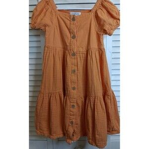 Rachel Zoe Girls Size 6 Peachy Orange Cotton Babydoll Peasant Boho Dress